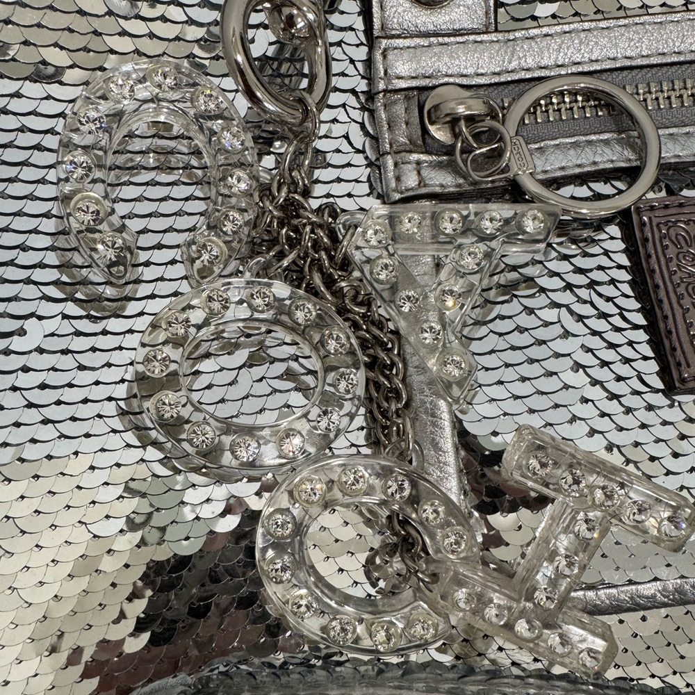 RARE Vintage New Coach Poppy Limited Edition Sequin Spotlight Silver Tote #13821 - Picture 7 of 16